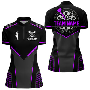 Darts Jersey For Women Custom Polo & Quarter Zip Darts Tournament Team Shirt  |Purple TDM4748