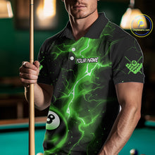 Load image into Gallery viewer, Green 8 Ball Thunder Lightning Billiard Shirt For Men Custom Pool Team Jersey Polo &amp; 1/4 Zip TDM6259