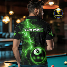 Load image into Gallery viewer, Green 8 Ball Thunder Lightning Billiard Shirt For Men Custom Pool Team Jersey Polo &amp; 1/4 Zip TDM6259