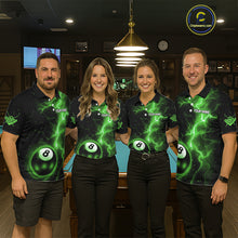 Load image into Gallery viewer, Green 8 Ball Thunder Lightning Billiard Shirt For Men Custom Pool Team Jersey Polo &amp; 1/4 Zip TDM6259