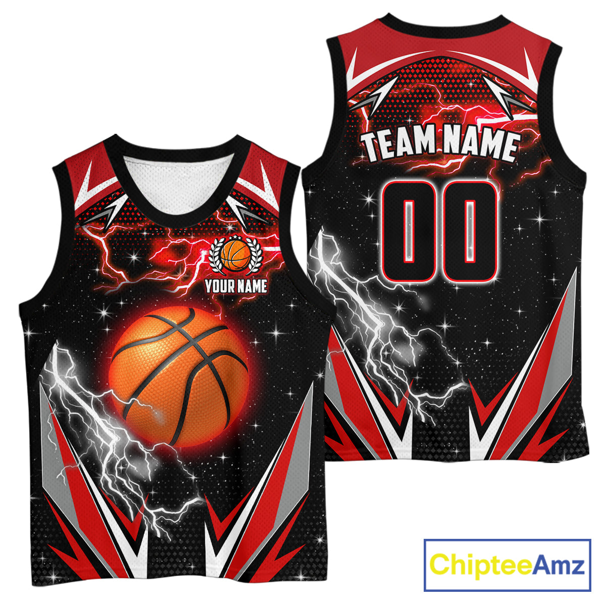 Black And Red Custom Thunder Lightning Basketball Shirt, Best Basketball Jerseys Uniform TDM5671