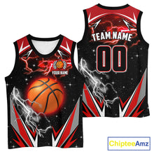 Load image into Gallery viewer, Black And Red Custom Thunder Lightning Basketball Shirt, Best Basketball Jerseys Uniform TDM5671