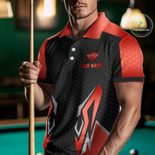Load image into Gallery viewer, Black And Red 8 Ball Pool Crown Billiard Shirt For Men Custom Billiard Jersey Team Polo &amp; 1/4 Zip TDM4322