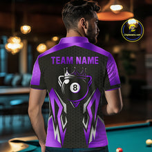 Load image into Gallery viewer, Black Purple 8 Ball Pool Crown Billiard Shirt For Men Custom Billiard Jersey Team Polo &amp; 1/4 Zip TDM4323