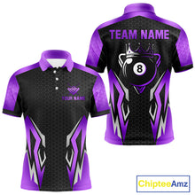 Load image into Gallery viewer, Black Purple 8 Ball Pool Crown Billiard Shirt For Men Custom Billiard Jersey Team Polo &amp; 1/4 Zip TDM4323