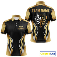 Load image into Gallery viewer, Black And Golden Funny Crown Darts Shirt For Men Custom Darts Jerseys Team Polo &amp; Quarter Zip TDM4324