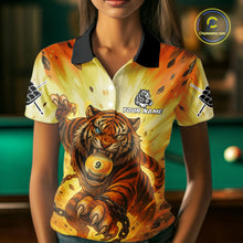 Load image into Gallery viewer, Personalized Yellow 9 Ball Pool Tiger Billiard Shirt For Women Custom Billiard Team Jersey Outfit TDM4541