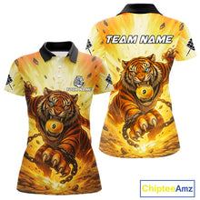 Load image into Gallery viewer, Personalized Yellow 9 Ball Pool Tiger Billiard Shirt For Women Custom Billiard Team Jersey Outfit TDM4541