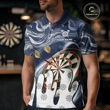 Load image into Gallery viewer, Personalized Marble Swirl Dart Shirts For Men Custom Funny Darts Team Jersey Polo &amp; 1/4 Zip |Blue TDM4161