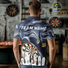 Load image into Gallery viewer, Personalized Marble Swirl Dart Shirts For Men Custom Funny Darts Team Jersey Polo &amp; 1/4 Zip |Blue TDM4161