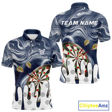 Load image into Gallery viewer, Personalized Marble Swirl Dart Shirts For Men Custom Funny Darts Team Jersey Polo &amp; 1/4 Zip |Blue TDM4161