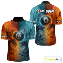 Load image into Gallery viewer, Personalized Dragon Water Fire 3D Billiard Shirt For Men Custom 8 Ball Pool Billiard Team Jerseys TDM4154