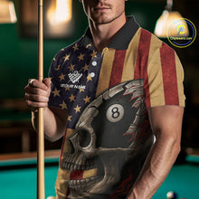 Load image into Gallery viewer, Vintage American Flag Skull Billiard Shirt For Men Custom 8 Ball Patriotic Pool Team Jerseys TDM4156