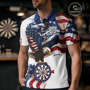 Personalized Grunge American Flag Eagle Darts Shirt For Men Custom Patriotic Darts Team Jersey TDM4756