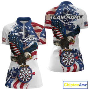 Personalized Grunge American Flag Eagle Darts Shirt For Women Custom Patriotic Darts Team Jersey TDM4756