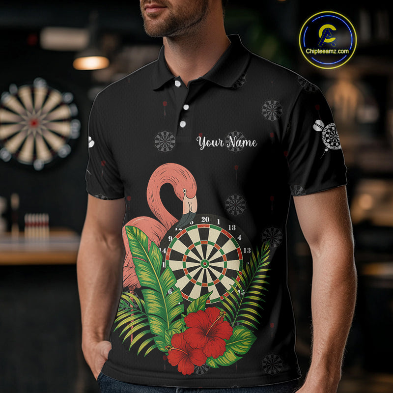 Personalized Tropical Flamingo Darts Shirt For Men Custom Funny Darts Jerseys Custom Darts Gifts TDM4345