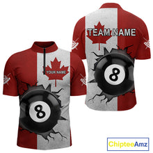 Load image into Gallery viewer, Personalized Grunge Canada Flag Billiard Shirt For Men Custom Funny 8 Ball Pool Team Jersey TDM4175