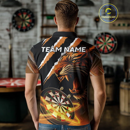 Custom Black And Orange Tiger Darts Shirt For Men Custom Darts Jersey Team Polo & Quarter Zip TDM4568