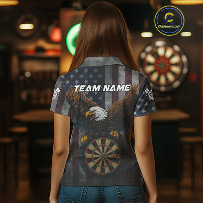 Personalized Grunge American Flag Patriotic Dart Shirts For Women Custom Eagle Darts Team Jersey TDM4191