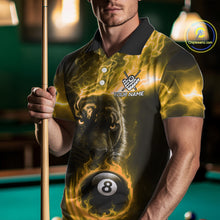 Load image into Gallery viewer, Custom Panther Billiard Polo &amp; 1/4 Zip For Men, Yellow Flame 8 Ball Lightning Pool Team Jersey TDM4581