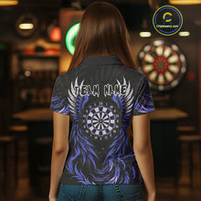 Load image into Gallery viewer, Personalized Phoenix Dartboard Wings Women's Dart Shirts Custom Blue And Black Darts Team Jerseys TDM4584