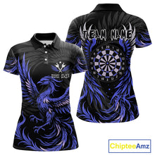 Load image into Gallery viewer, Personalized Phoenix Dartboard Wings Women's Dart Shirts Custom Blue And Black Darts Team Jerseys TDM4584
