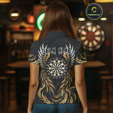 Load image into Gallery viewer, Personalized Phoenix Dartboard Wings Women's Dart Shirts Custom Yellow And Black Darts Team Jerseys TDM4585