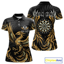 Load image into Gallery viewer, Personalized Phoenix Dartboard Wings Women's Dart Shirts Custom Yellow And Black Darts Team Jerseys TDM4585