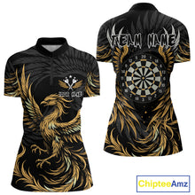 Load image into Gallery viewer, Personalized Phoenix Dartboard Wings Women's Dart Shirts Custom Yellow And Black Darts Team Jerseys TDM4585