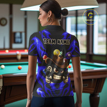 Load image into Gallery viewer, Personalized Blue Funny Flame 8 Ball Billiard Shirt For Women Custom Pool Team Jersey Polo &amp; 1/4 Zip TDM4783