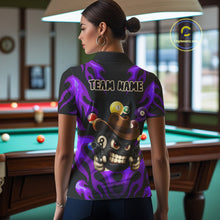 Load image into Gallery viewer, Personalized Purple Funny Flame 8 Ball Billiard Shirt For Women, Pool Team Jersey Polo &amp; 1/4 Zip TDM4784