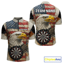 Load image into Gallery viewer, Personalized Patriotic Eagle Darts Shirt For Men Custom Vintage American Flag Darts Team Jersey TDM4219