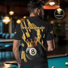 Load image into Gallery viewer, Black And Golden 8 Ball Crown Billiard Shirt For Men Custom Pool Team Jerseys Polo &amp; Quarter Zip TDM4371