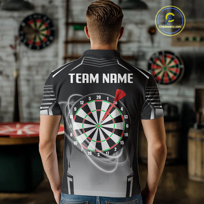 Black And White Dartboard Lights Custom Darts Polo & Quarter Zip For Men, 3D Darts Team Jersey TDM4802