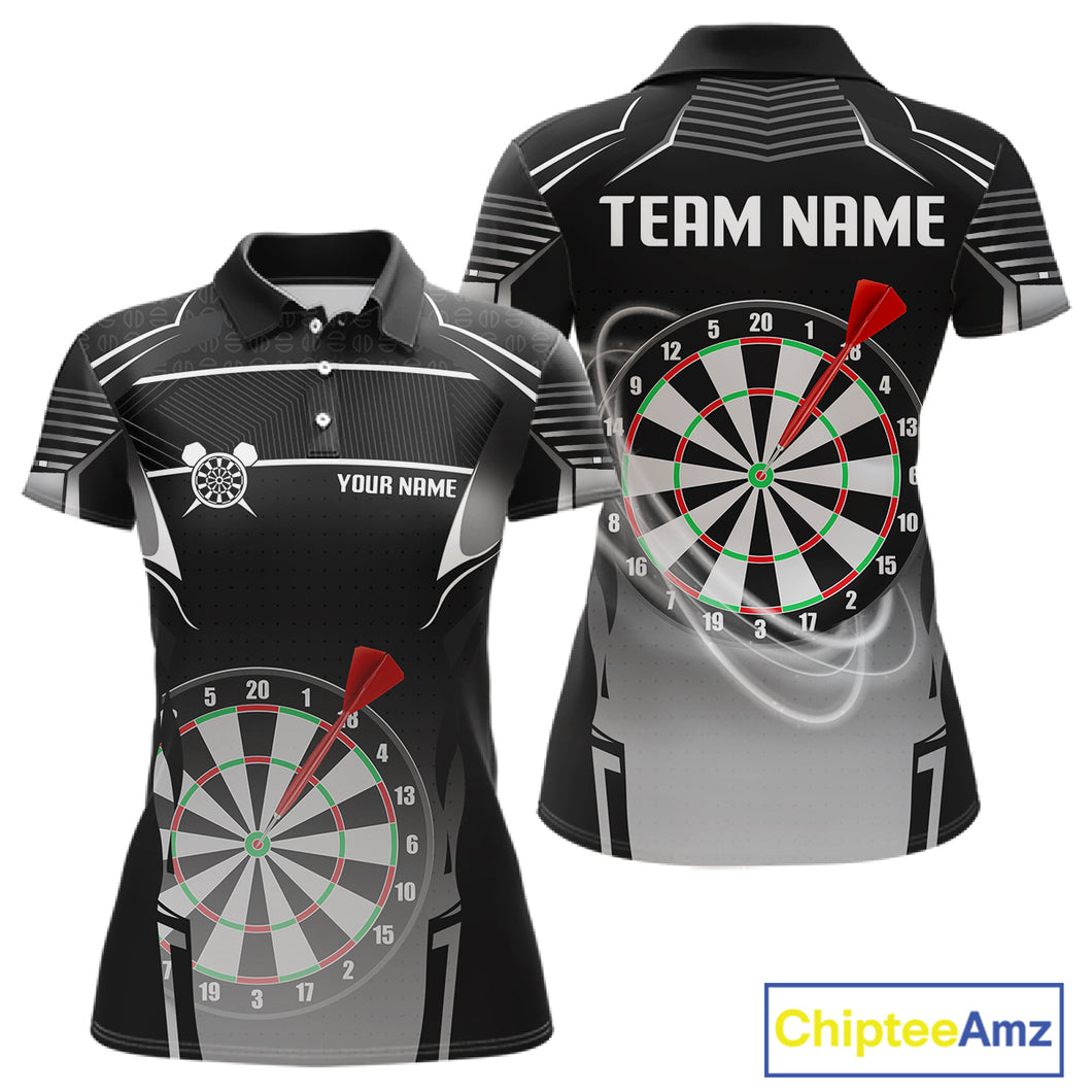Black And White Dartboard Lights Custom Darts Polo & Quarter Zip For Women, 3D Darts Team Jersey TDM4802