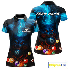 Load image into Gallery viewer, Personalized Flame Wolf 8 Ball Billiard Shirt For Women Custom Billiard Balls Pool Team Jersey TDM4805