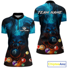 Load image into Gallery viewer, Personalized Flame Wolf 8 Ball Billiard Shirt For Women Custom Billiard Balls Pool Team Jersey TDM4805