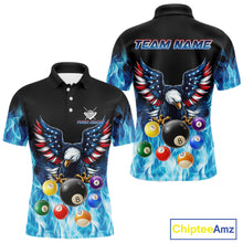 Load image into Gallery viewer, Personalized American Flag Eagle Billiard Ball Pool Shirt For Men Custom Billiard Team Jersey|Blue TDM4806