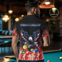 Load image into Gallery viewer, Personalized American Flag Eagle Billiard Ball Pool Shirt For Men Custom Billiard Team Jersey|Red TDM4807