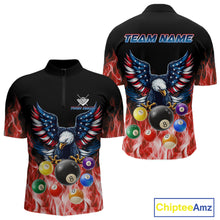 Load image into Gallery viewer, Personalized American Flag Eagle Billiard Ball Pool Shirt For Men Custom Billiard Team Jersey|Red TDM4807