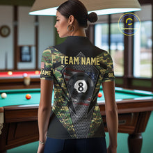 Load image into Gallery viewer, Military Green Camo 8 Ball Pool Billiard Shirt For Women Custom Patriotic US Flag Billiard Jerseys TDM4222