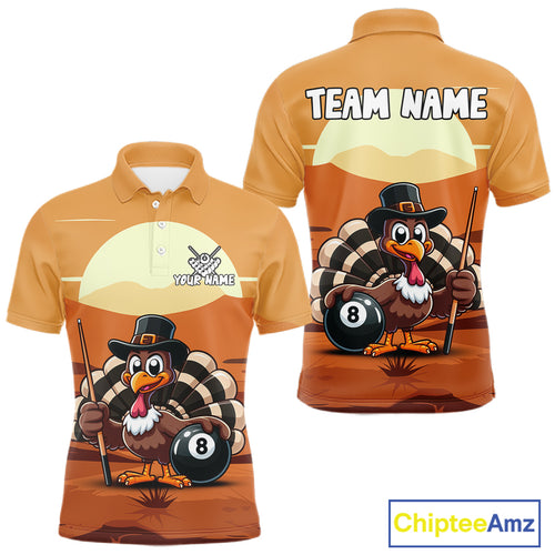 Funny Turkey 8 Ball Pool Billiard Shirt For Men Custom Thanksgiving Shirt For Pool Player TDM4817