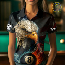 Load image into Gallery viewer, Personalized Eagle Flame 8 Ball Billiard Shirt For Women Custom Patriotic US Flag Pool Team Jersey TDM4819