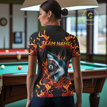 Load image into Gallery viewer, Customized Orange 8 Ball Pool Flame Shark Billiard Shirt For Women, Pool Team Jersey Polo &amp; 1/4 Zip TDM4394