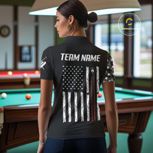 Load image into Gallery viewer, Personalized 8 Ball Skull Billiard Shirt For Women, American Flag Pool Team Jerseys Polo &amp; 1/4 Zip TDM4629