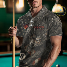 Load image into Gallery viewer, Personalized Vintage American Flag Wolf Billiard Shirt For Men, 8 Ball Pool Billiard Team Jerseys TDM4242