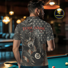 Load image into Gallery viewer, Personalized Vintage American Flag Wolf Billiard Shirt For Men, 8 Ball Pool Billiard Team Jerseys TDM4242