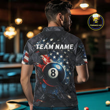 Load image into Gallery viewer, Personalized Grunge American Flag 8 Ball Billiard Shirt For Men Custom Patriotic Pool Team Jersey TDM4419