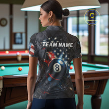 Load image into Gallery viewer, Personalized Grunge American Flag 8 Ball Billiard Shirt For Women Custom Patriotic Pool Team Jersey TDM4419