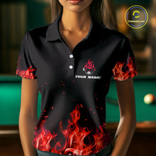 Load image into Gallery viewer, Personalized Red Flaming Dragon Billiard Shirt For Women, 8 Ball Pool Billiard League Team Jerseys TDM4245